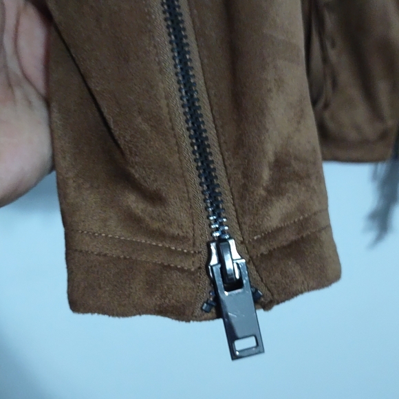 Women's Black Rivet Faux Leather Western Fringed Jacket Long Sleeves Size M - Picture 5 of 12